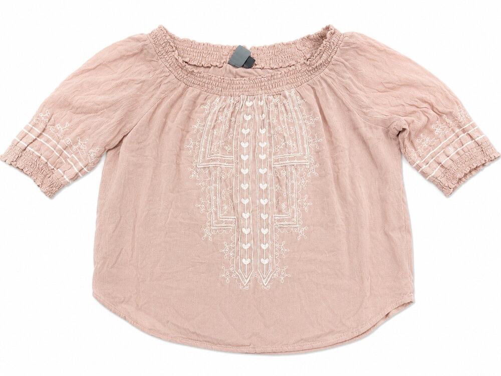 Soho New York & Co Womens Peasant Shirt Large Pink Blouse Top